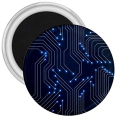 Seamless Pattern Of Glowing Circuit Board Neon Technology 3  Magnets by Loisa77