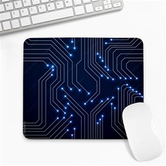 Seamless Pattern Of Glowing Circuit Board Neon Technology Large Mousepad by Loisa77