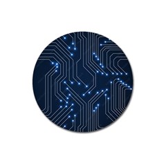 Seamless Pattern Of Glowing Circuit Board Neon Technology Magnet 3  (round) by Loisa77