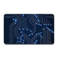 Seamless Pattern Of Glowing Circuit Board Neon Technology Magnet (rectangular) by Loisa77