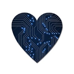 Seamless Pattern Of Glowing Circuit Board Neon Technology Heart Magnet by Loisa77