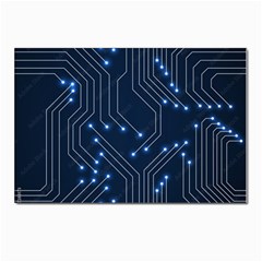 Seamless Pattern Of Glowing Circuit Board Neon Technology Postcard 4 x 6  (pkg Of 10) by Loisa77