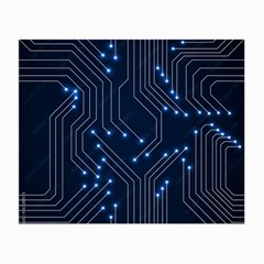 Seamless Pattern Of Glowing Circuit Board Neon Technology Small Glasses Cloth by Loisa77