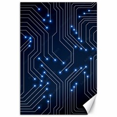 Seamless Pattern Of Glowing Circuit Board Neon Technology Canvas 12  X 18  by Loisa77