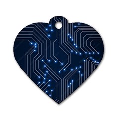 Seamless Pattern Of Glowing Circuit Board Neon Technology Dog Tag Heart (two Sides) by Loisa77