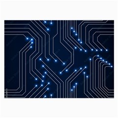 Seamless Pattern Of Glowing Circuit Board Neon Technology Large Glasses Cloth by Loisa77