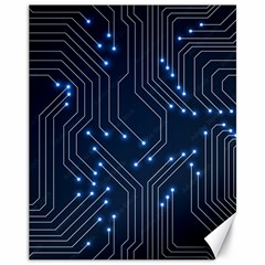 Seamless Pattern Of Glowing Circuit Board Neon Technology Canvas 11  X 14  by Loisa77