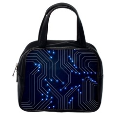 Seamless Pattern Of Glowing Circuit Board Neon Technology Classic Handbag (one Side) by Loisa77