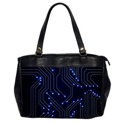 Seamless Pattern Of Glowing Circuit Board Neon Technology Oversize Office Handbag by Loisa77