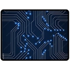 Seamless Pattern Of Glowing Circuit Board Neon Technology Fleece Blanket (large) by Loisa77