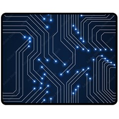 Seamless Pattern Of Glowing Circuit Board Neon Technology Fleece Blanket (medium) by Loisa77