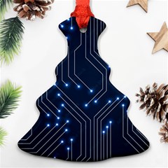 Seamless Pattern Of Glowing Circuit Board Neon Technology Ornament (christmas Tree) 