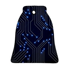 Seamless Pattern Of Glowing Circuit Board Neon Technology Bell Ornament (two Sides) by Loisa77