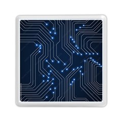 Seamless Pattern Of Glowing Circuit Board Neon Technology Memory Card Reader (square) by Loisa77