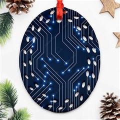 Seamless Pattern Of Glowing Circuit Board Neon Technology Ornament (oval Filigree)