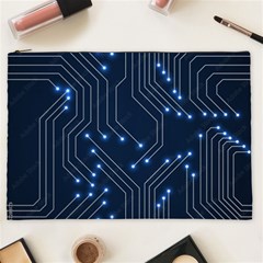 Seamless Pattern Of Glowing Circuit Board Neon Technology Cosmetic Bag (xxl) by Loisa77