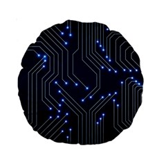 Seamless Pattern Of Glowing Circuit Board Neon Technology Standard 15  Premium Round Cushions by Loisa77