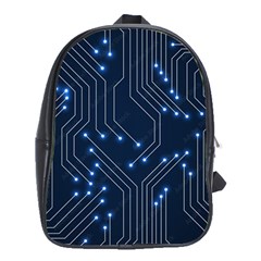 Seamless Pattern Of Glowing Circuit Board Neon Technology School Bag (xl) by Loisa77