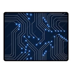 Seamless Pattern Of Glowing Circuit Board Neon Technology Two Sides Fleece Blanket (small) by Loisa77