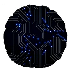 Seamless Pattern Of Glowing Circuit Board Neon Technology Large 18  Premium Flano Round Cushions by Loisa77