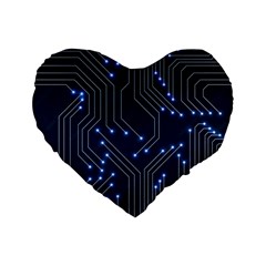 Seamless Pattern Of Glowing Circuit Board Neon Technology Standard 16  Premium Flano Heart Shape Cushions by Loisa77