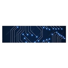 Seamless Pattern Of Glowing Circuit Board Neon Technology Oblong Satin Scarf (16  X 60 )