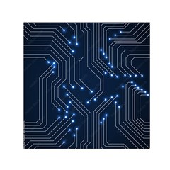 Seamless Pattern Of Glowing Circuit Board Neon Technology Square Satin Scarf (30  X 30 ) by Loisa77