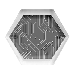 Seamless Pattern Of Glowing Circuit Board Neon Technology Hexagon Wood Jewelry Box by Loisa77