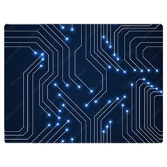 Seamless Pattern Of Glowing Circuit Board Neon Technology Premium Plush Fleece Blanket (extra Small) by Loisa77