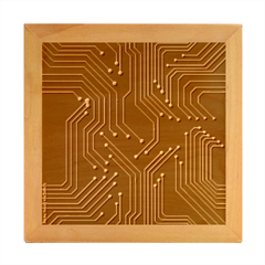 Seamless Pattern Of Glowing Circuit Board Neon Technology Wood Photo Frame Cube by Loisa77