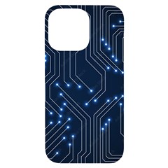 Seamless Pattern Of Glowing Circuit Board Neon Technology Iphone 14 Pro Max Black Uv Print Case by Loisa77