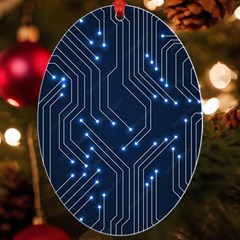 Seamless Pattern Of Glowing Circuit Board Neon Technology Uv Print Acrylic Ornament Oval by Loisa77