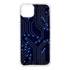 Seamless Pattern Of Glowing Circuit Board Neon Technology Iphone 14 Plus Tpu Uv Print Case by Loisa77