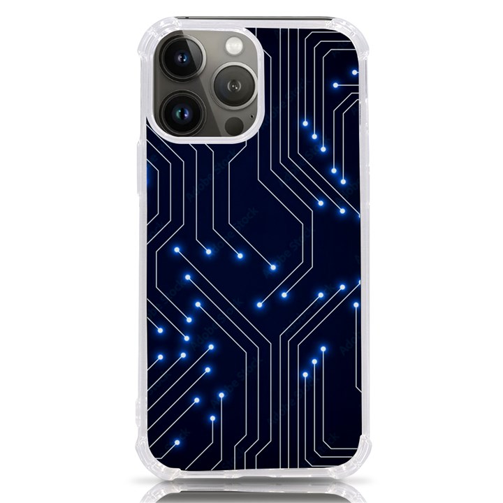 Seamless Pattern Of Glowing Circuit Board Neon Technology iPhone 13 Pro Max TPU UV Print Case