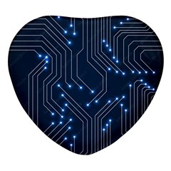 Seamless Pattern Of Glowing Circuit Board Neon Technology Heart Glass Fridge Magnet (4 Pack) by Loisa77