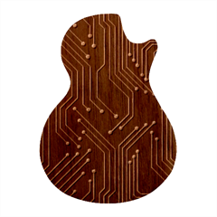 Seamless Pattern Of Glowing Circuit Board Neon Technology Guitar Shape Wood Guitar Pick Holder Case And Picks Set by Loisa77