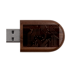 Seamless Pattern Of Glowing Circuit Board Neon Technology Wood Oval Usb Flash Drive by Loisa77