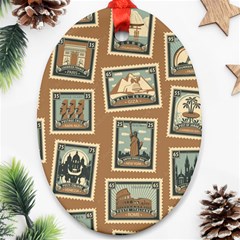 Retro Postage Seamless Pattern Ornament (oval)