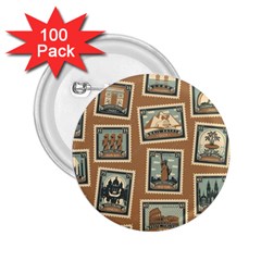 Retro Postage Seamless Pattern 2 25  Buttons (100 Pack)  by Loisa77