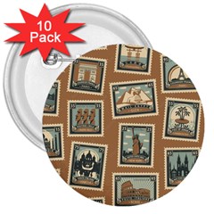 Retro Postage Seamless Pattern 3  Buttons (10 Pack)  by Loisa77