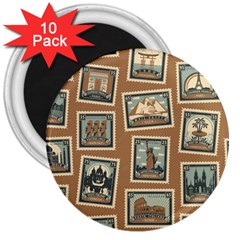 Retro Postage Seamless Pattern 3  Magnets (10 Pack)  by Loisa77