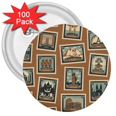 Retro Postage Seamless Pattern 3  Buttons (100 Pack)  by Loisa77