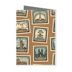 Retro Postage Seamless Pattern Mini Greeting Cards (pkg Of 8)