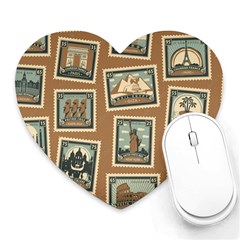 Retro Postage Seamless Pattern Heart Mousepad by Loisa77