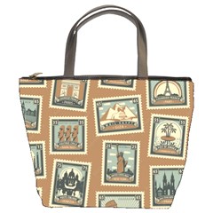 Retro Postage Seamless Pattern Bucket Bag by Loisa77