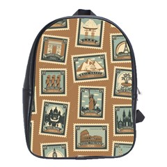 Retro Postage Seamless Pattern School Bag (large) by Loisa77