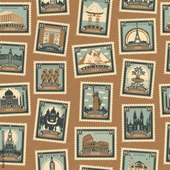 Retro Postage Seamless Pattern Play Mat (rectangle) by Loisa77