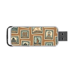 Retro Postage Seamless Pattern Portable Usb Flash (two Sides) by Loisa77