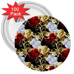 Roses Seamless Pattern Floral 3  Buttons (100 Pack)  by Loisa77