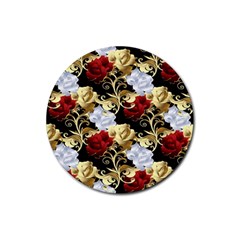 Roses Seamless Pattern Floral Rubber Round Coaster (4 Pack) by Loisa77